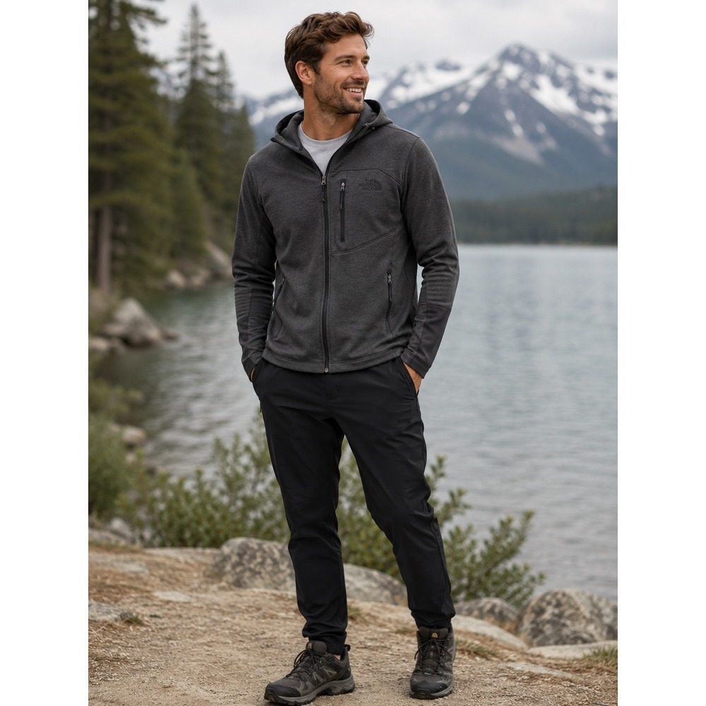 The North Face Canyonlands Full Zip Hoodie Mens Small Dark Grey Heather Jacket